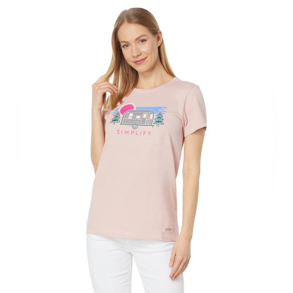 Life is Good Pink Graphic Simplify Pink T-Shirt Tee Size M